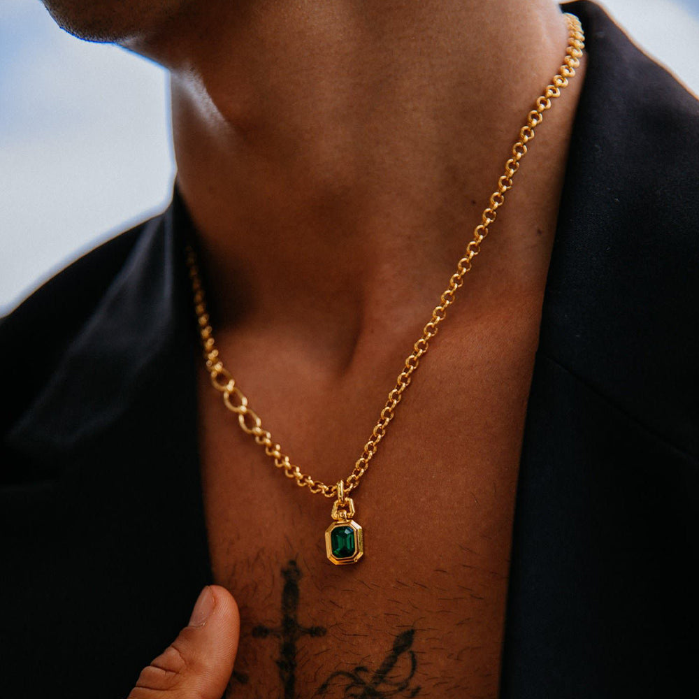 Golden Time Baguette Pendant Necklace