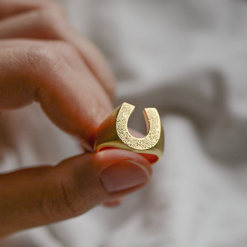 Custom Sterling Silver Hand Carved Floral Horseshoe Ring Deposit