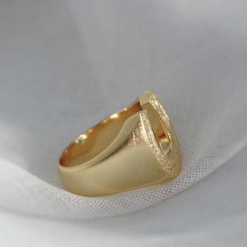 Custom Sterling Silver Hand Carved Floral Horseshoe Ring Deposit