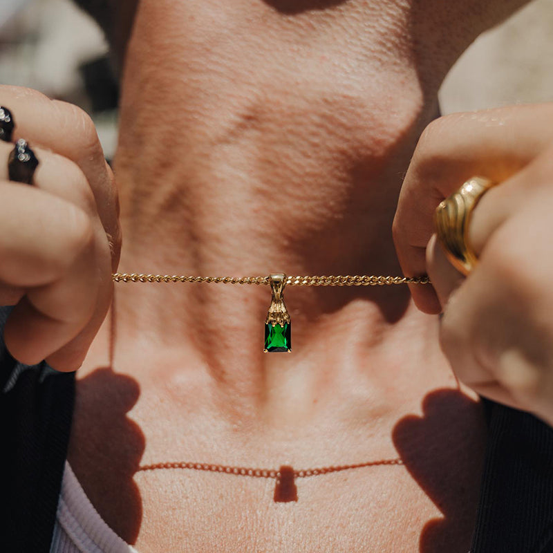 Golden Claw Baguette Pendant Necklace