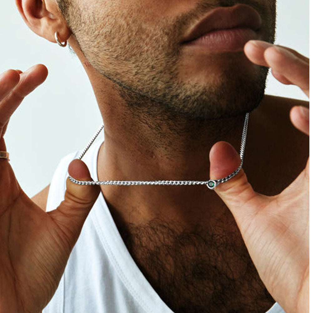 3mm Solo Gem Curb Cuban Link Chain Necklace