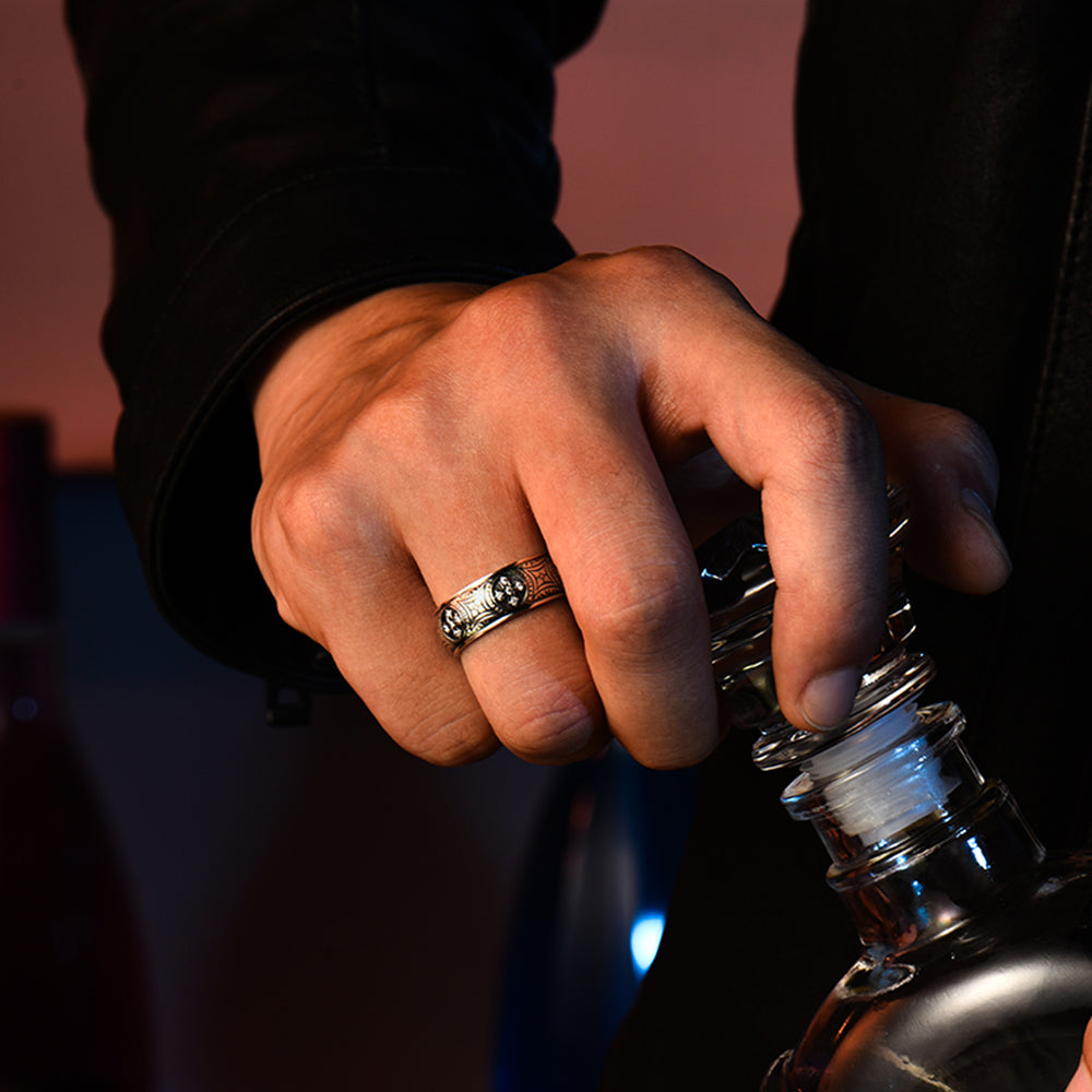 Iced Bottony Cross Ring Band