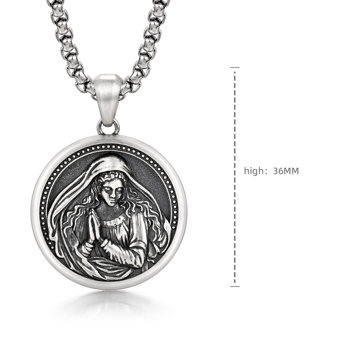 Vintage Saint Mary Pendant Necklace