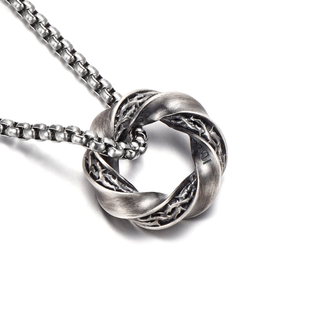 Vintage Thorn Mobius Hoop Pendant Necklace