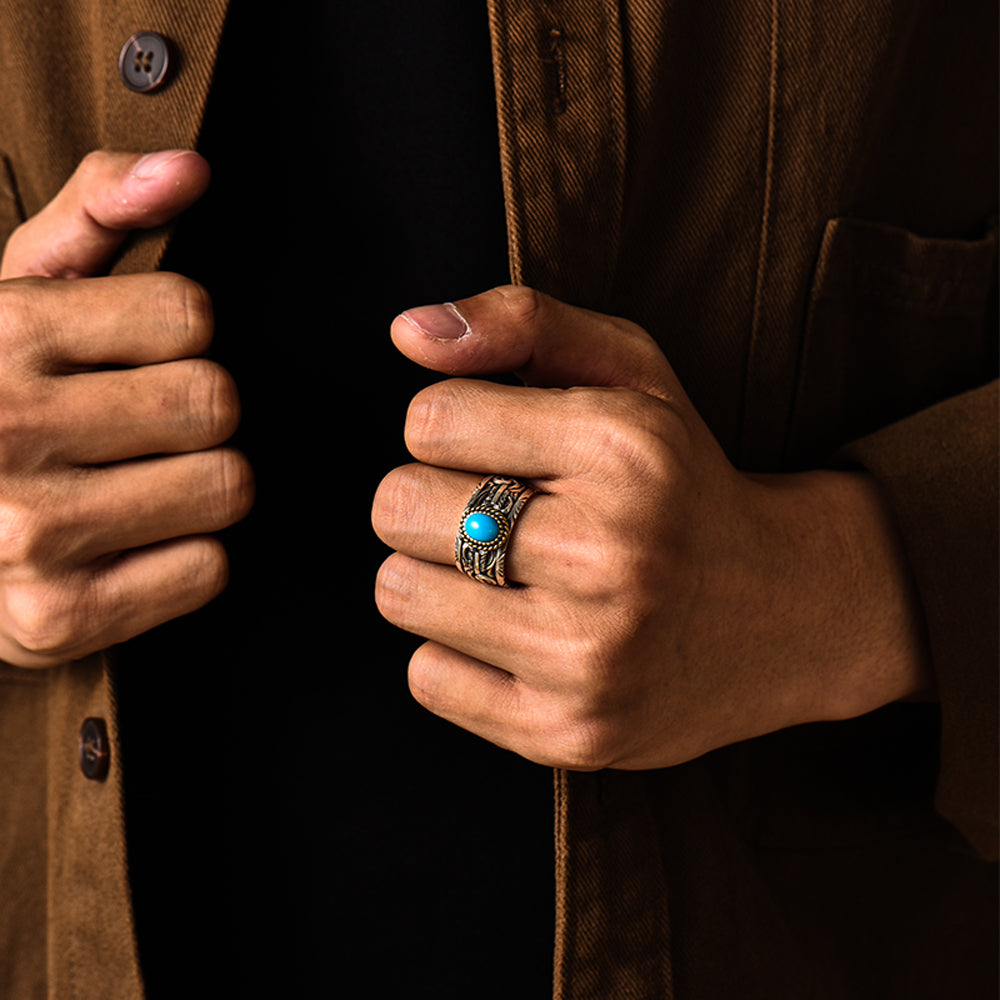 Vintage Feather Arrow Turquoise Ring