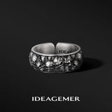 IDEAGEMER Men's Vintage High Street Skull Sterling Silver Rings