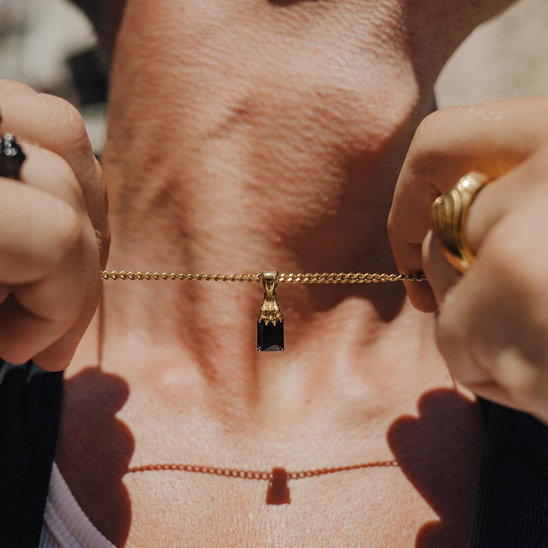 Golden Claw Baguette Pendant Necklace