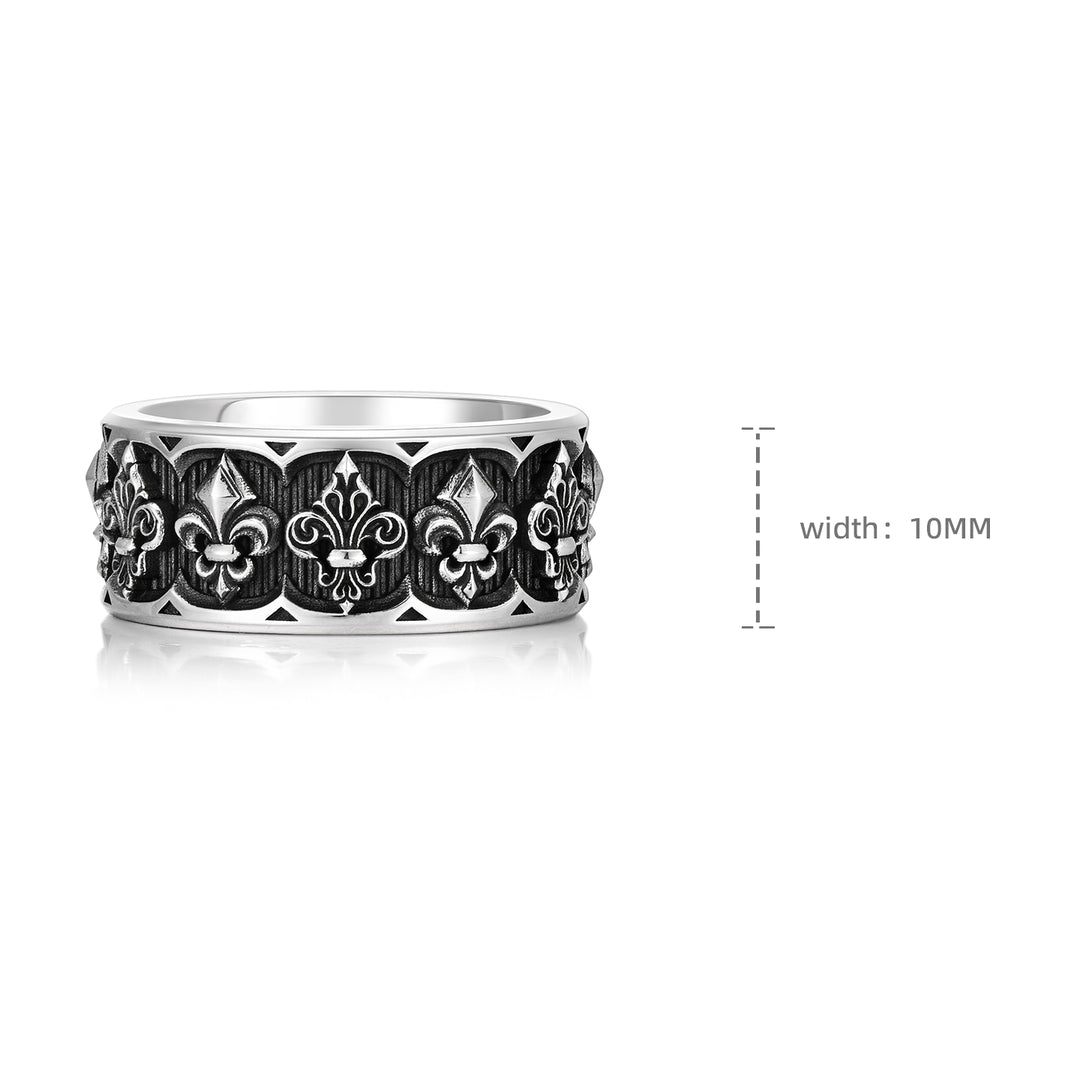 Vintage Rococo Fleur De Lis Ring Band