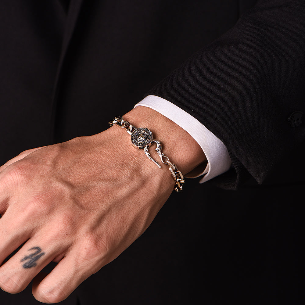 Maltese Cross with Skull Link Bracelet
