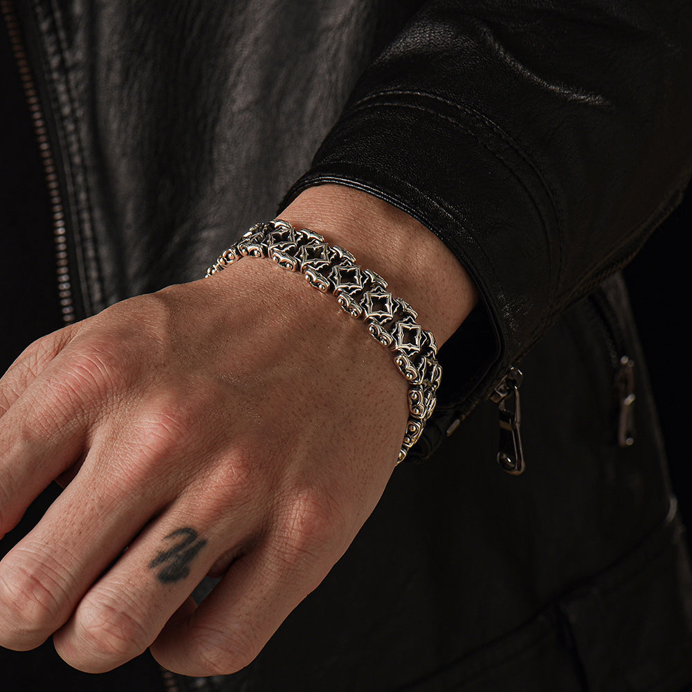 Vintage Four Pointed Star Link Chain Bracelet
