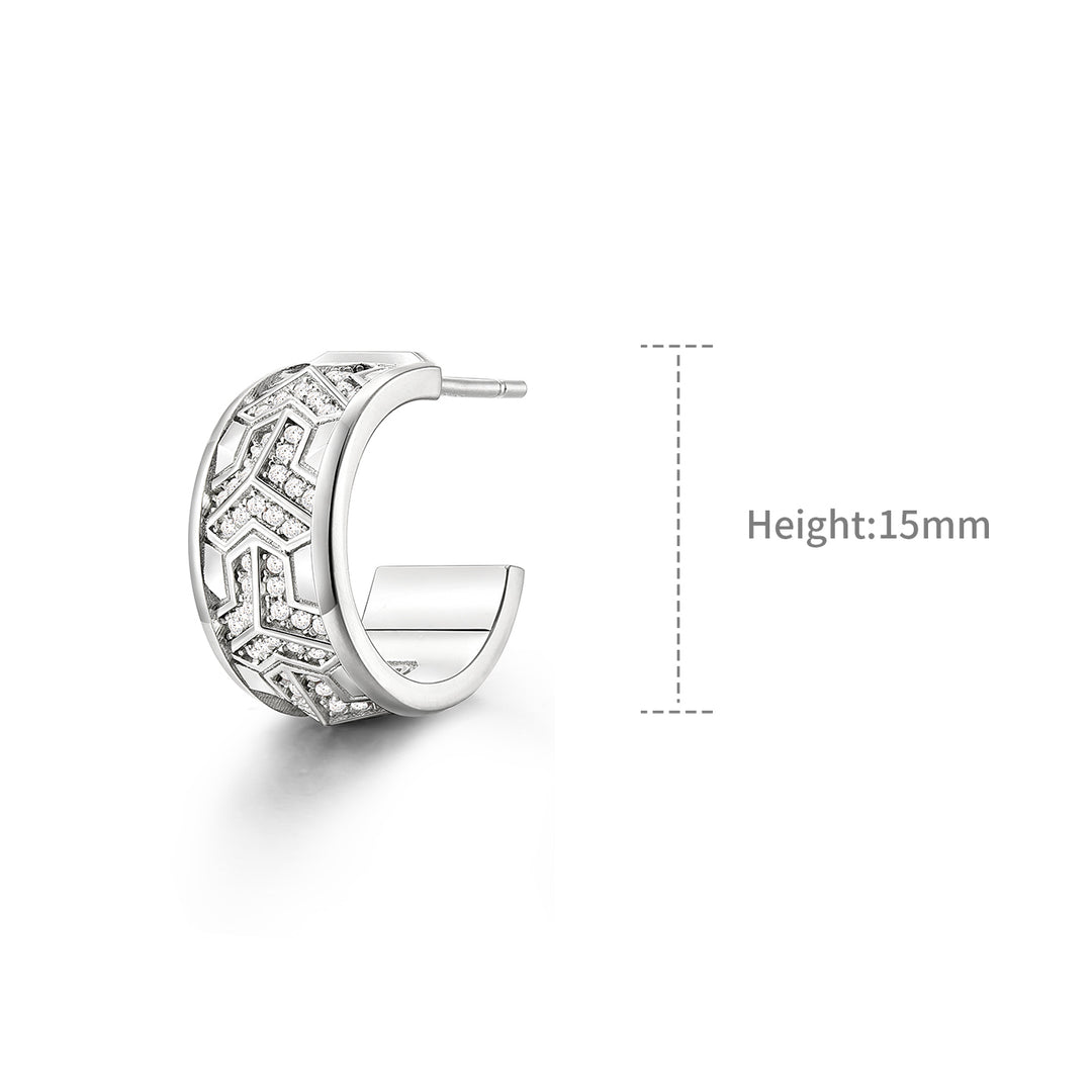 Reverse Iced Out Single Row Armor Hoop Earrings