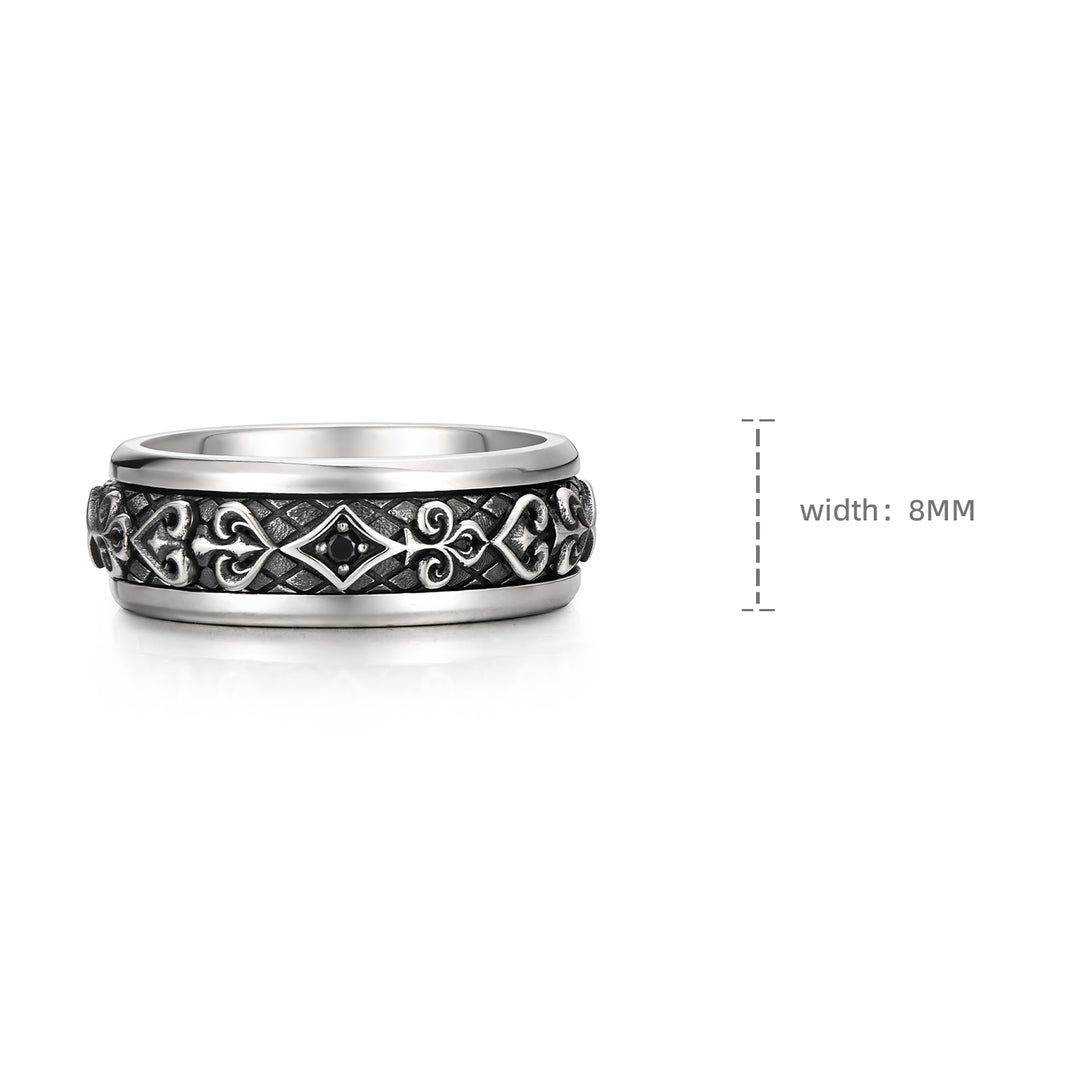 Black Poker Card Spinner Ring Band