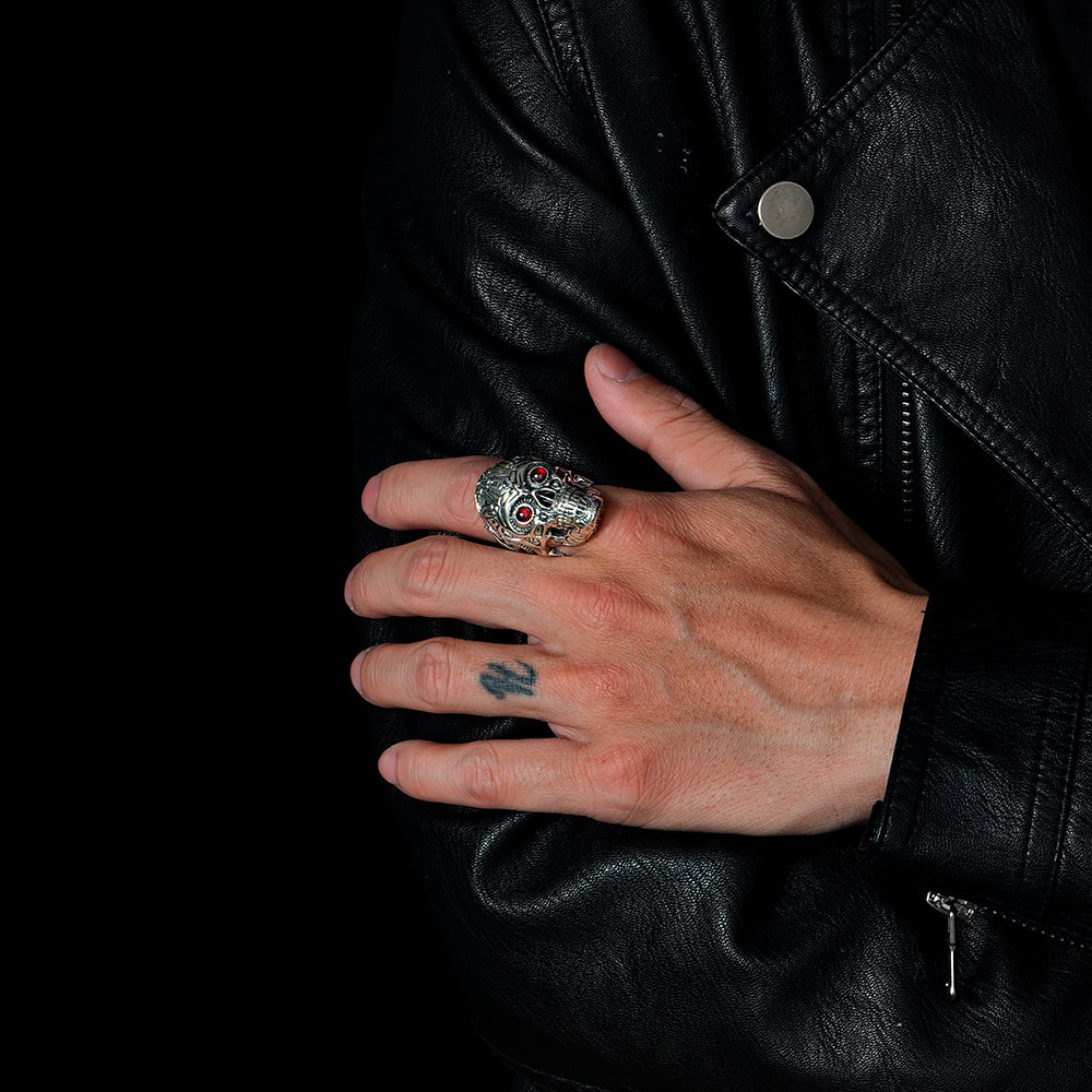 Termintor Rings Vintage Terminator Skull Ring for Men – S925 Sterling Silver Gothic ...