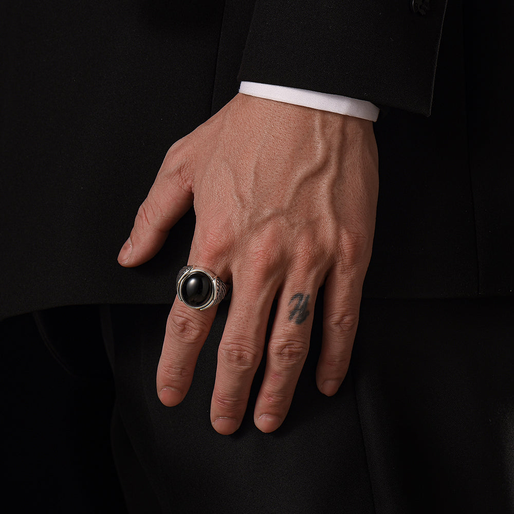 Vintage Wing of Black Onyx Signet Ring