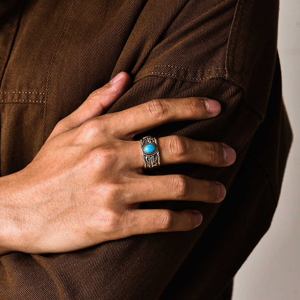 Vintage Feather Arrow Turquoise Ring