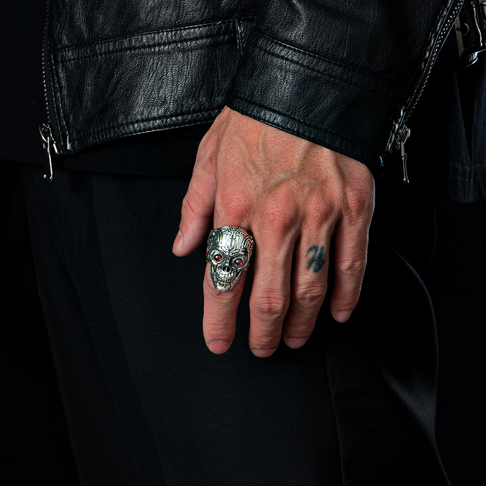 Termintor Rings Vintage Terminator Skull Ring for Men – S925 Sterling Silver Gothic ...