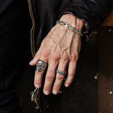 IDEAGEMER Men's Vintage High Street Skull Sterling Silver Rings