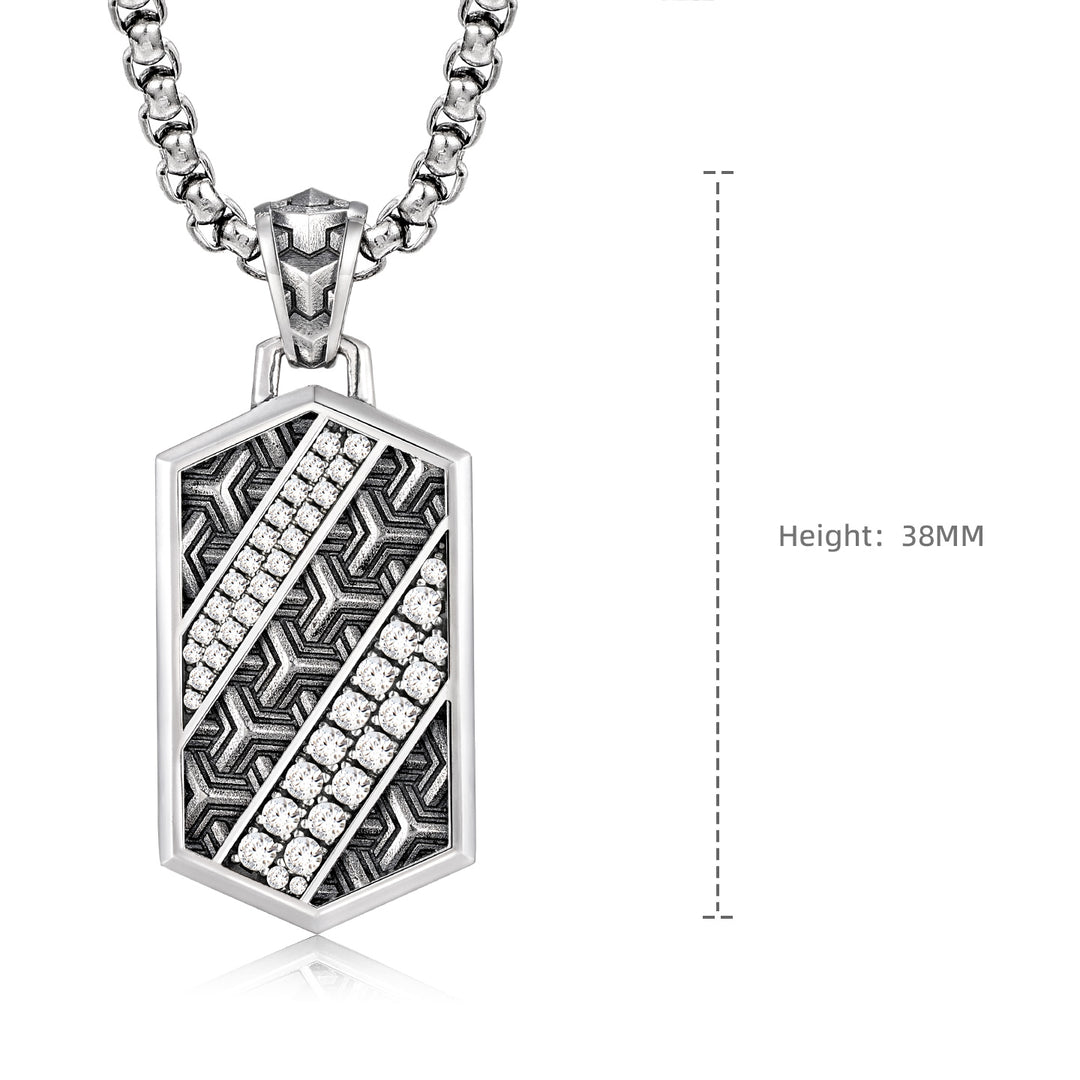 Hexagonal Iced Armor Tag Pendant
