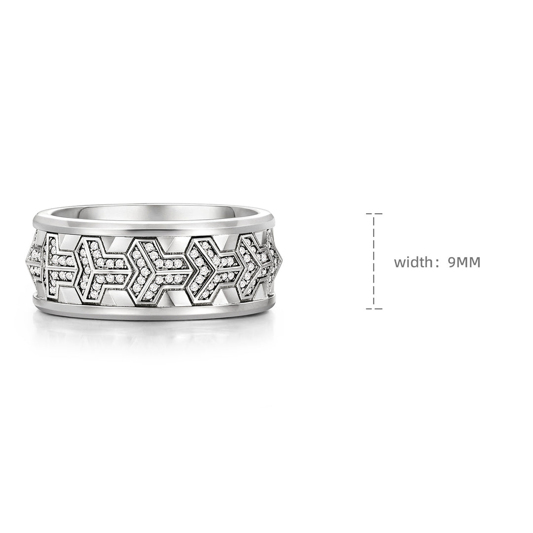 Reverse Iced Out Single Row Armor Ring Band