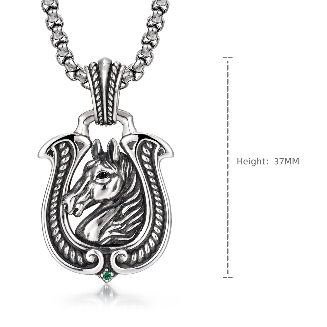Vintage Horse & Horseshoe Pendant