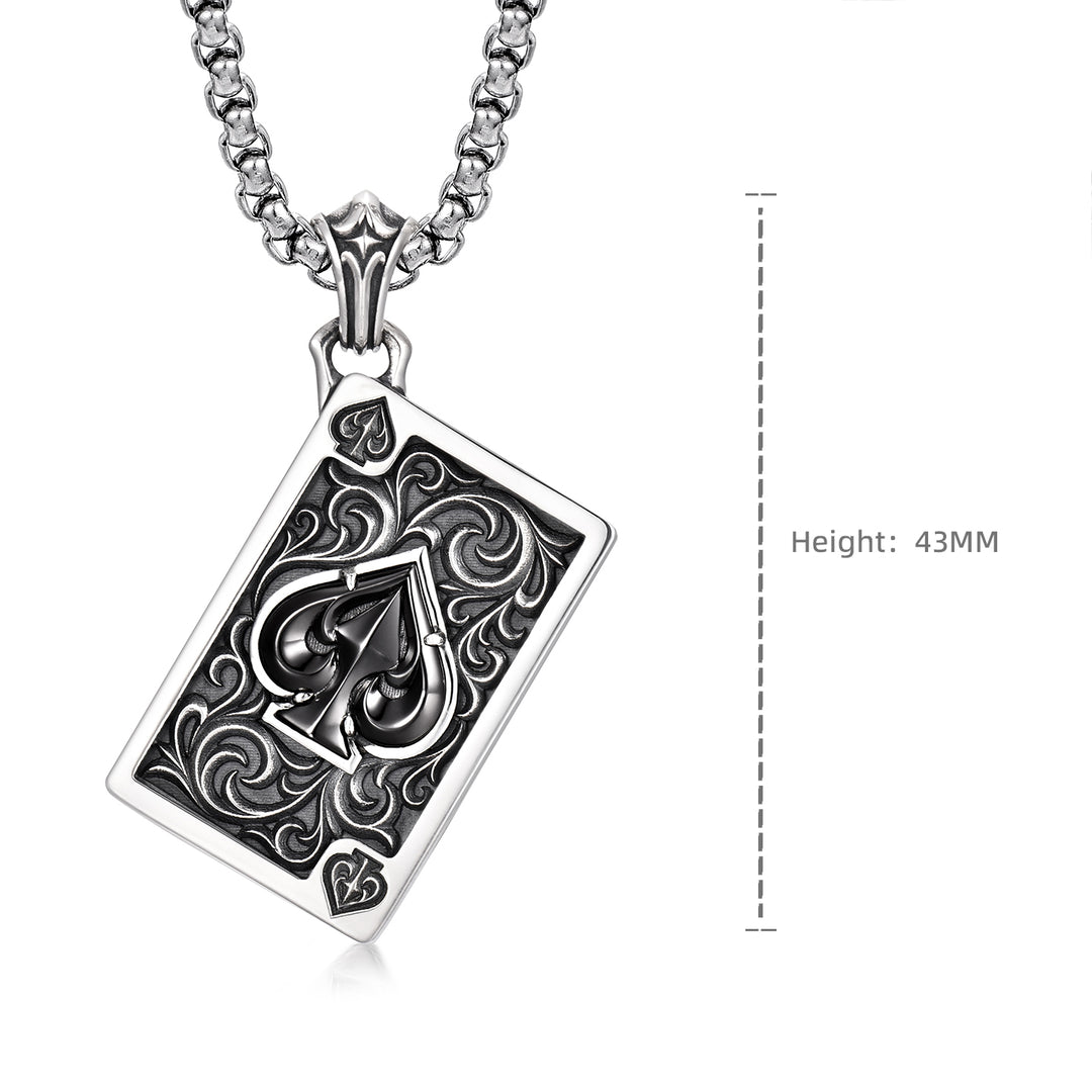 Black Spade Suit Poker Card Pendant