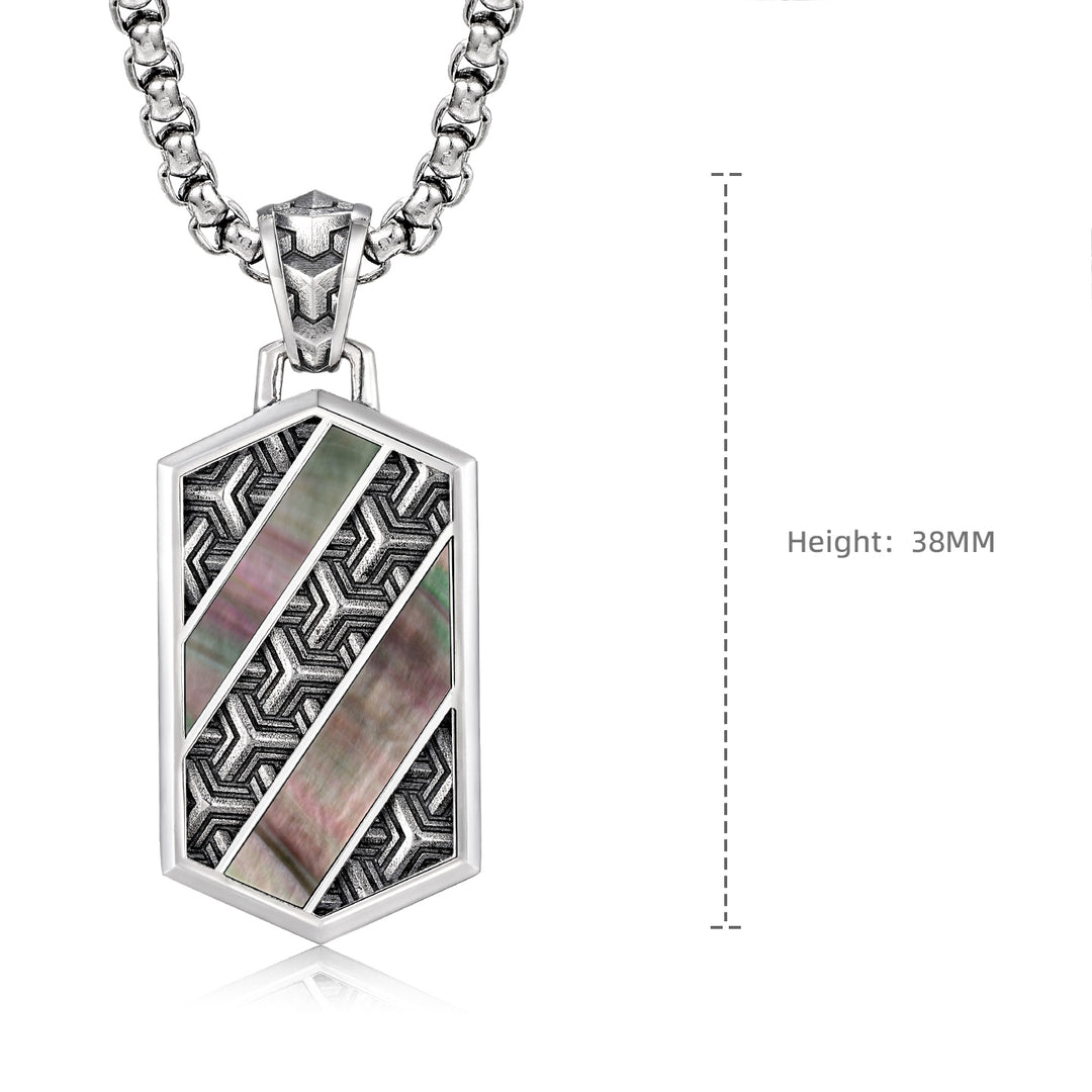 Hexagonal Iridescence Armor Tag Pendant