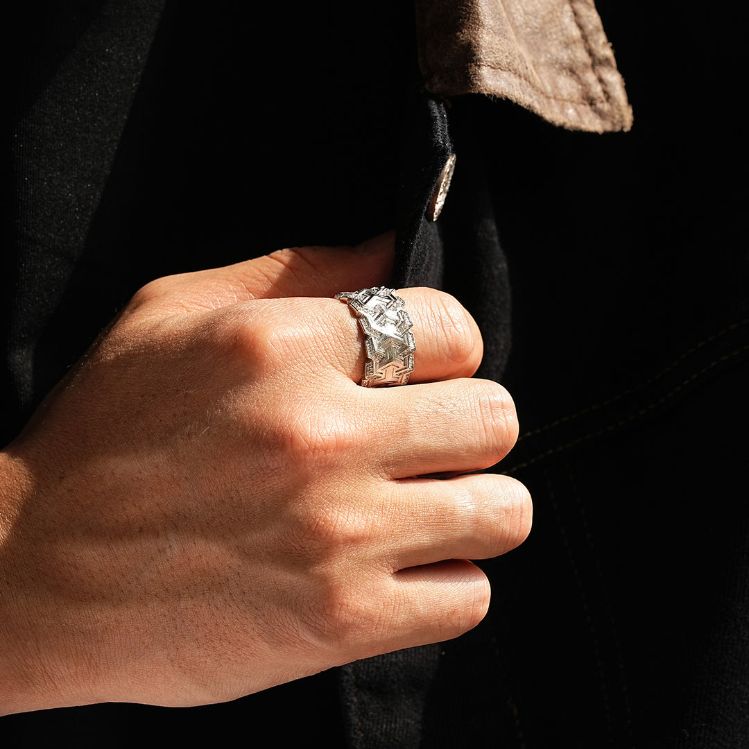 Vanguard Iced Triple Row Armor Ring