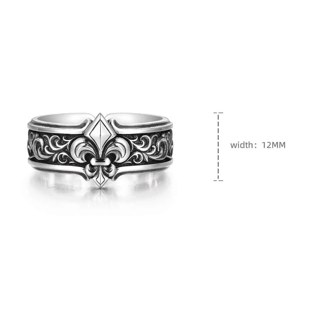 Vintage Fleur De Lis Iris Ring Band