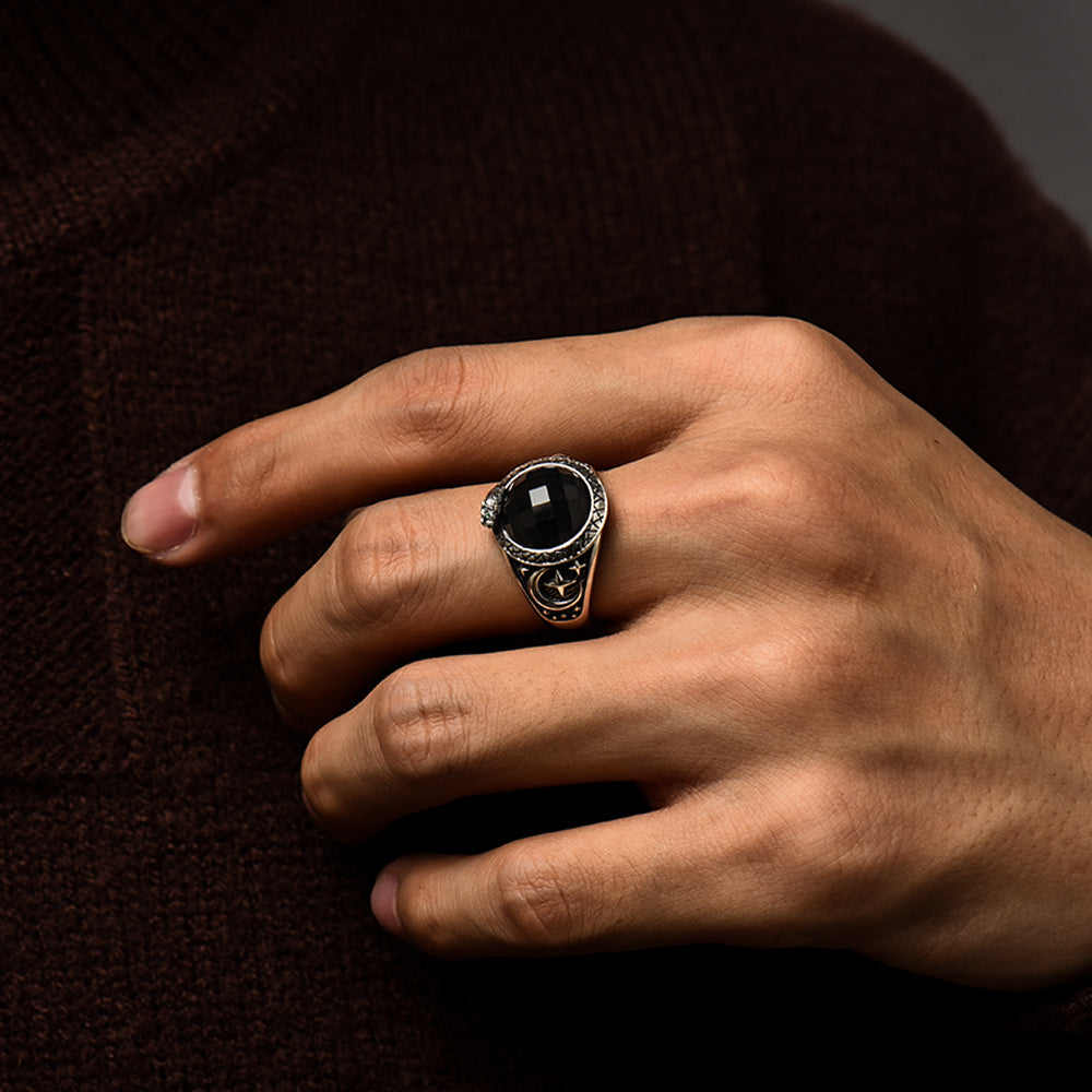 Vintage Serpent Black Onyx Signet Ring