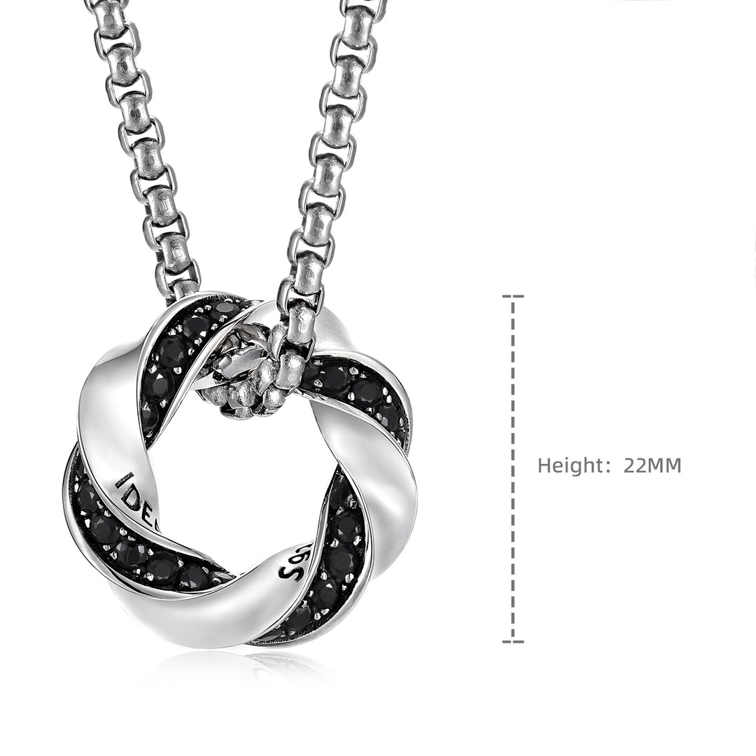 Iced Mobius Hoop Pendant Necklace