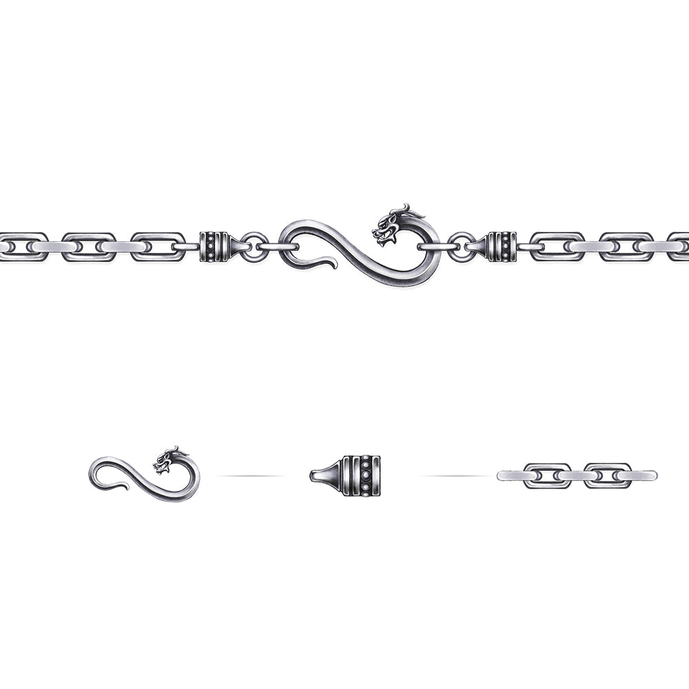 Vintage Infinity Dragon Rolo Link Chain