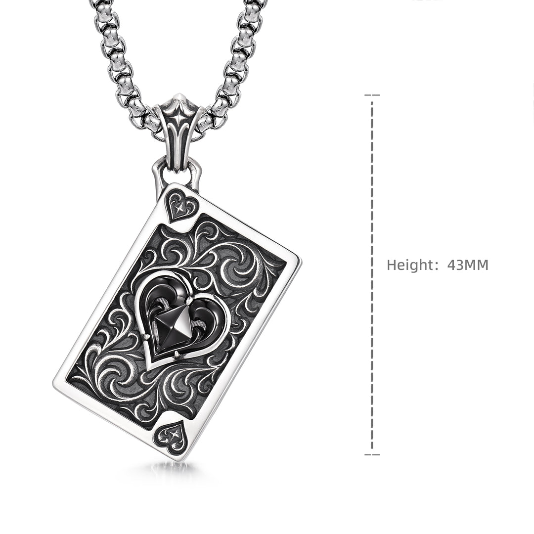 Black Heart Suit Poker Card Pendant