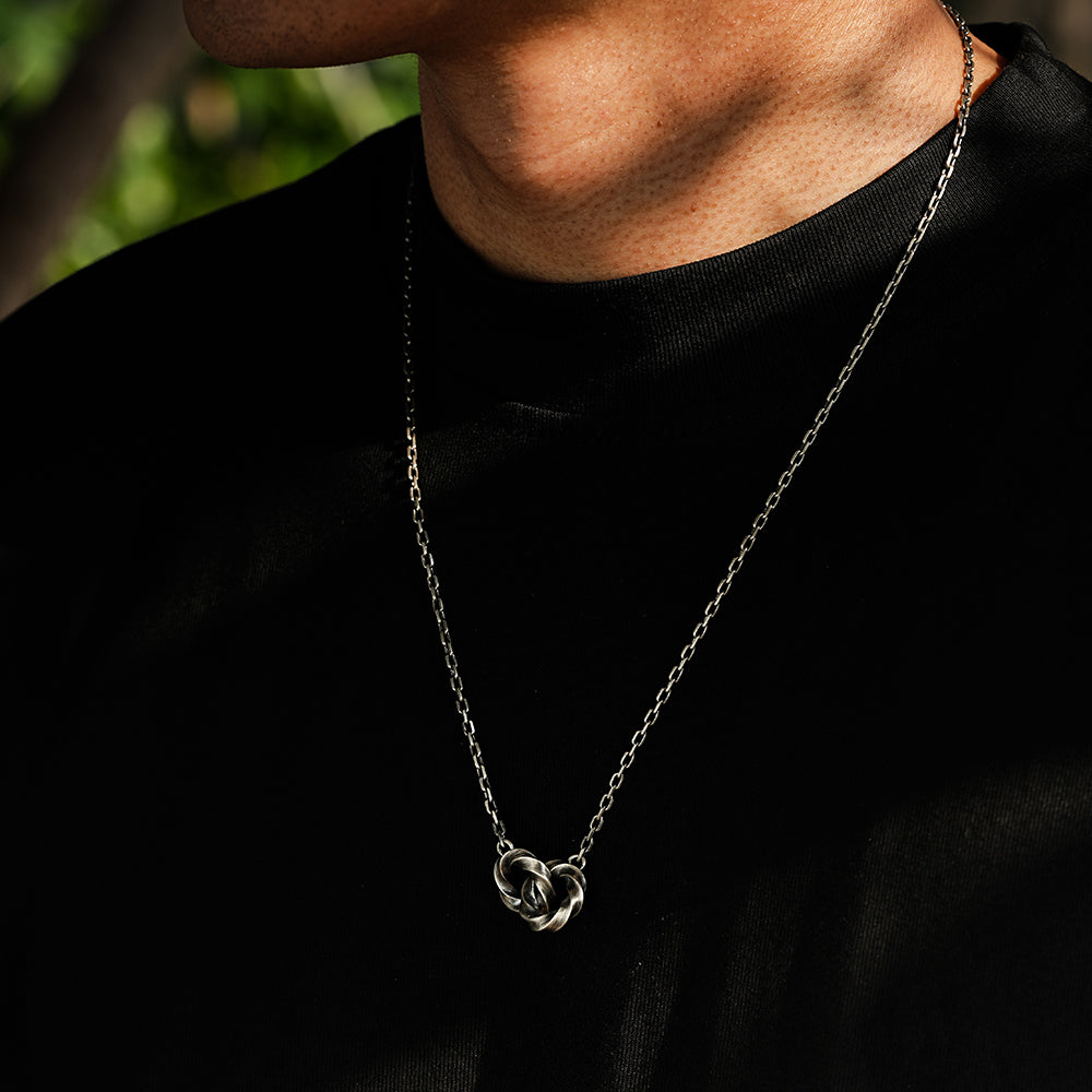 Vintage Double Mobius Hoop Pendant Necklace