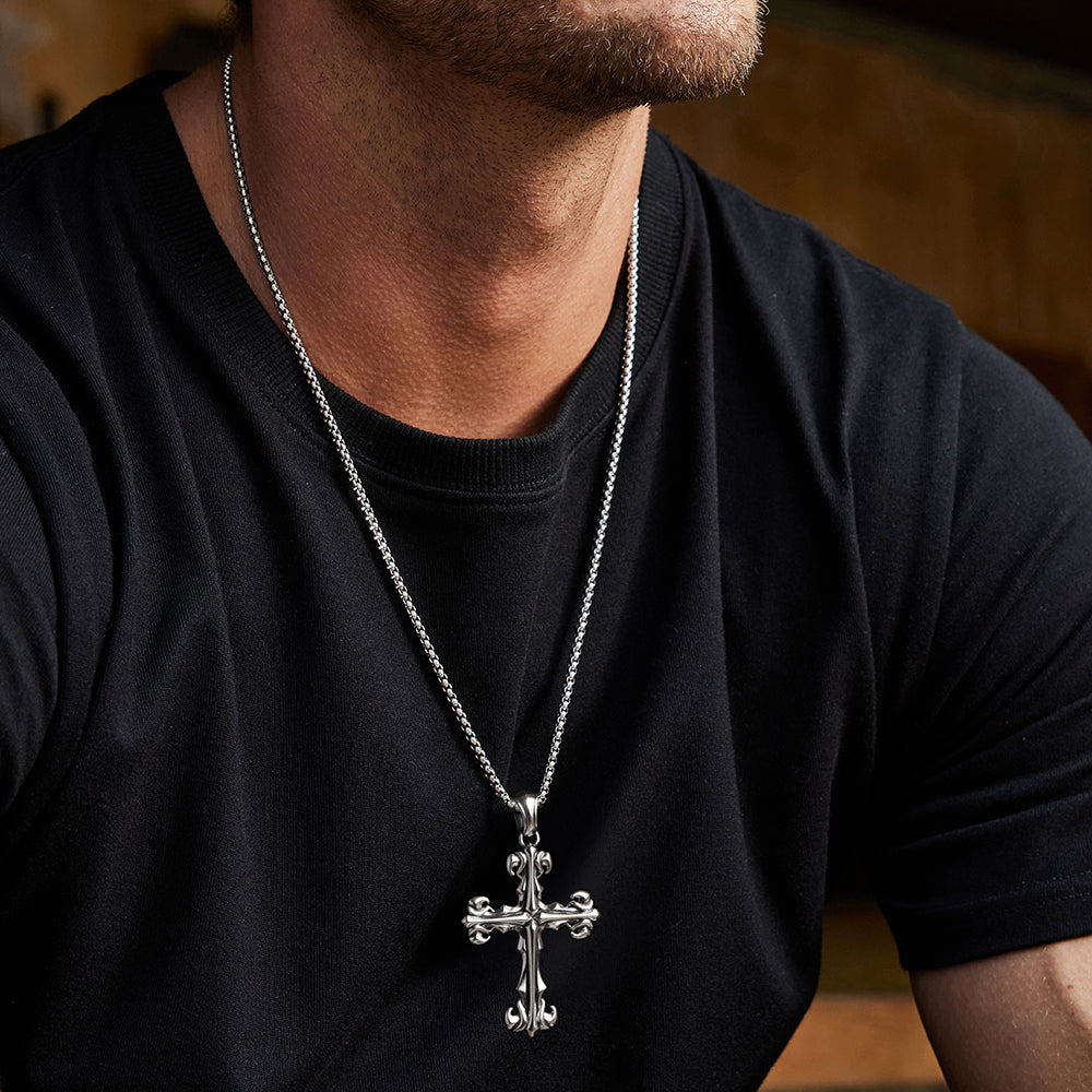 Vintage Lily Cross Pendant