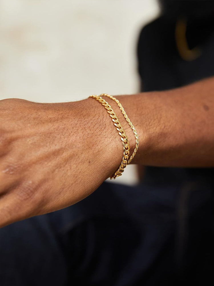 IDEAGEMER Sterling Silver Gold Plated Fashion Twist Bracelets
