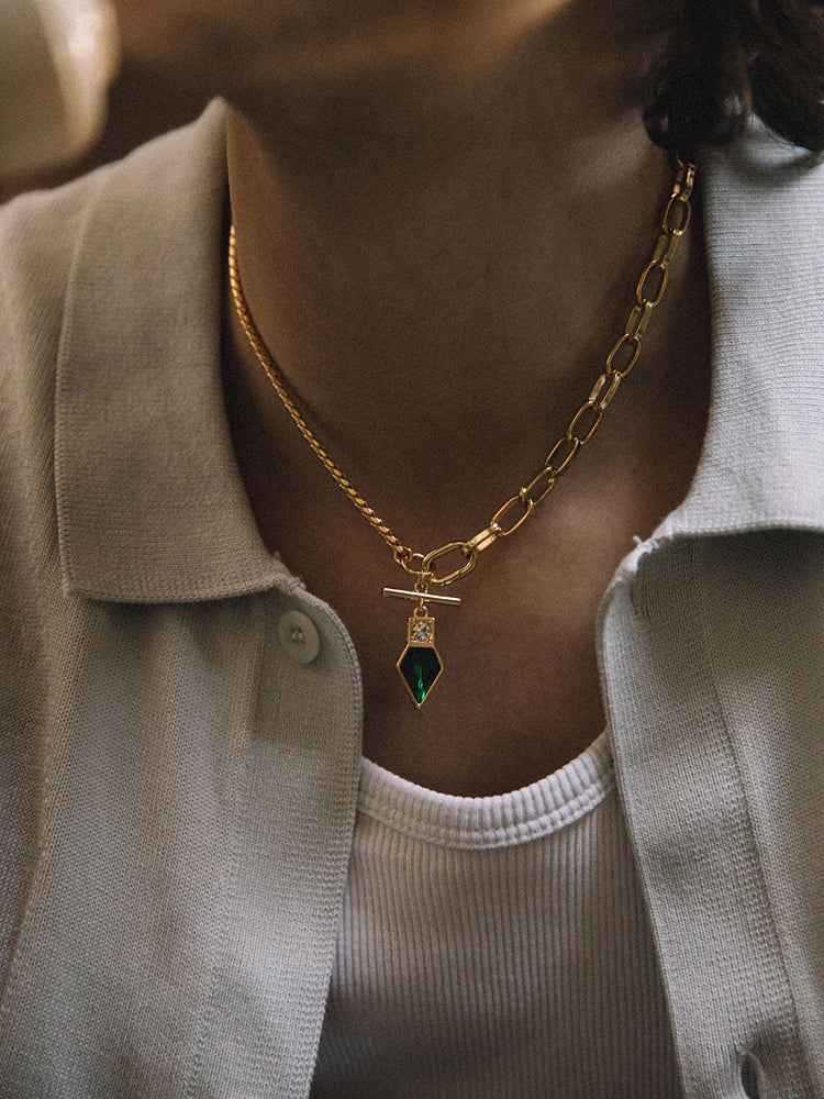 Emerald Sterling Silver Gold Necklaces