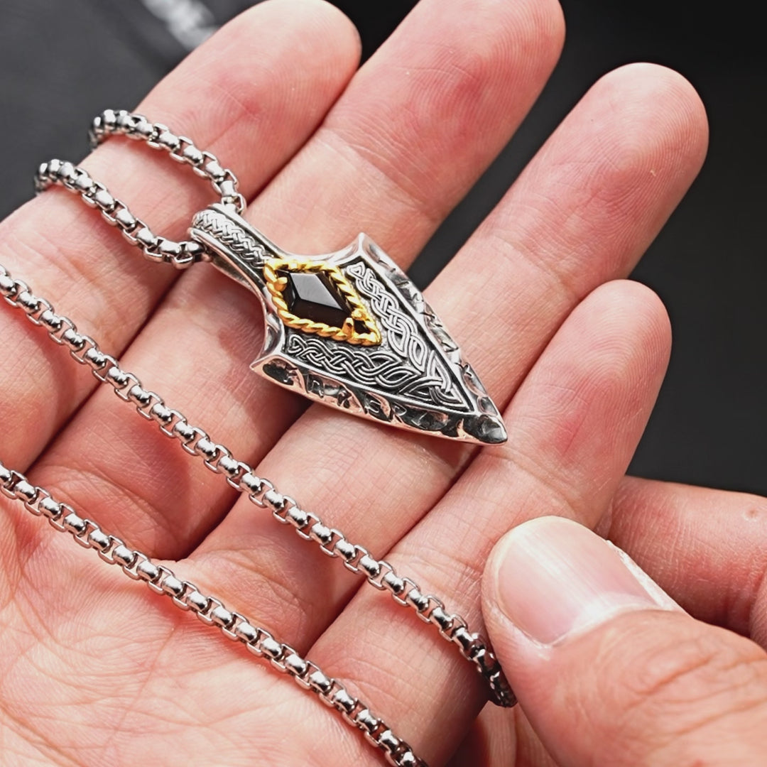 Vintage Runic Guardian Arrowhead Pendant
