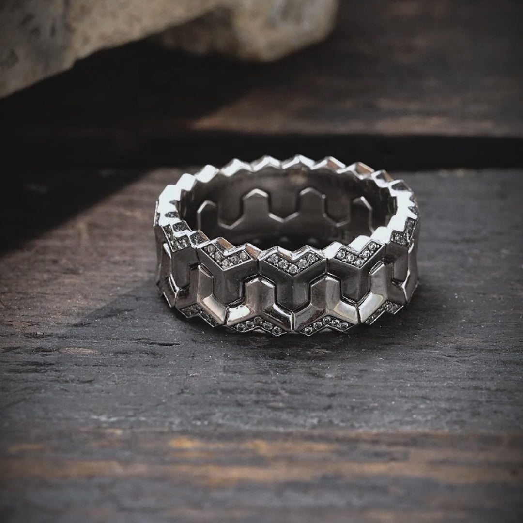 Iced Twin Row Mountain Armor Ring