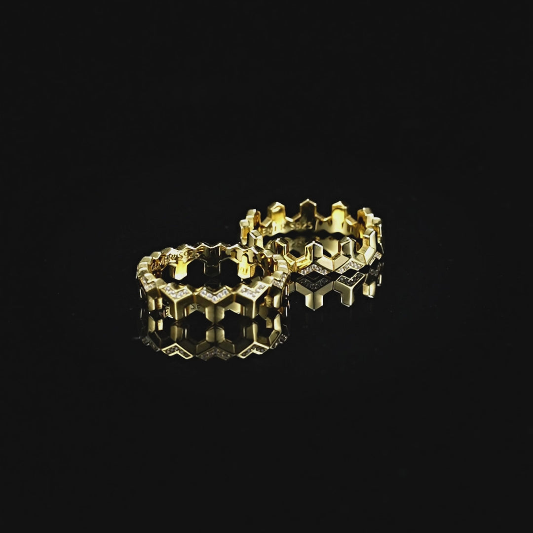Iced Twin Row Mountain Armor Ring
