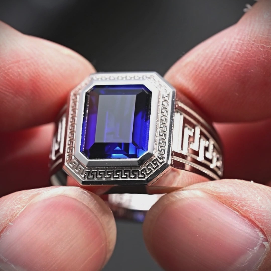 Royal Blue Sapphire Signet Ring