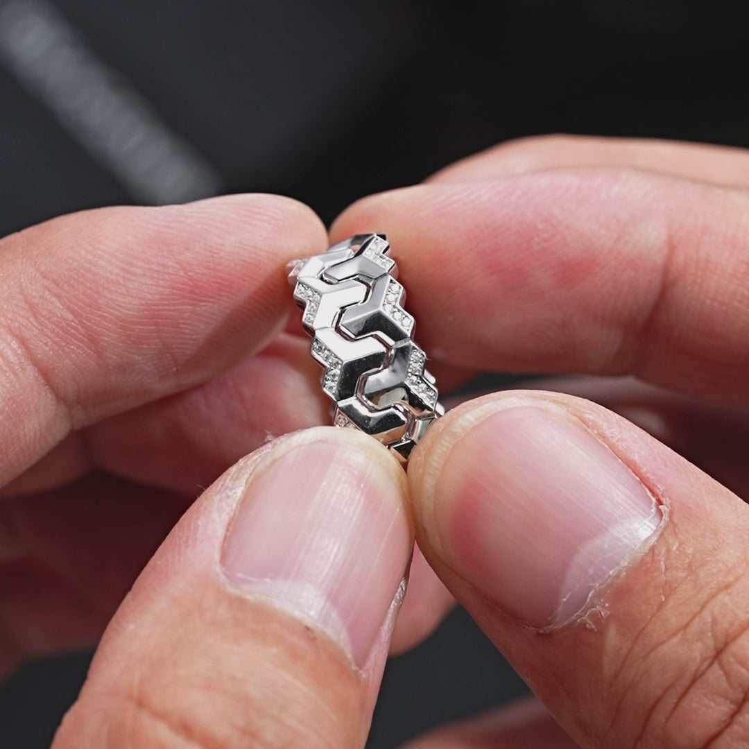 Iced Twin Row Mountain Armor Ring