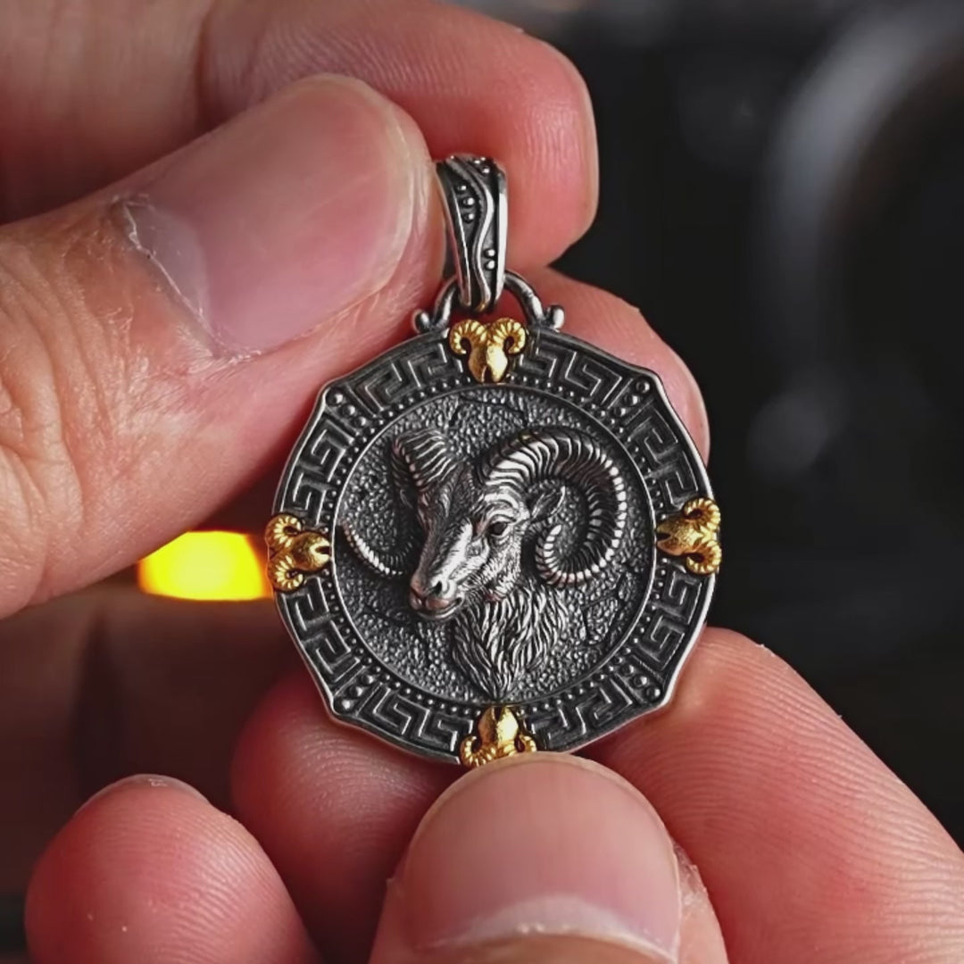 Vintage Sovereign Ram Medallion Pendant