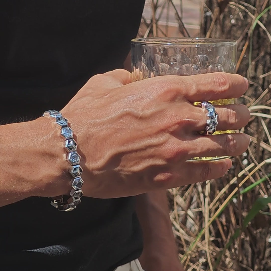 Iced Hexagon Armor Tennis Bracelet