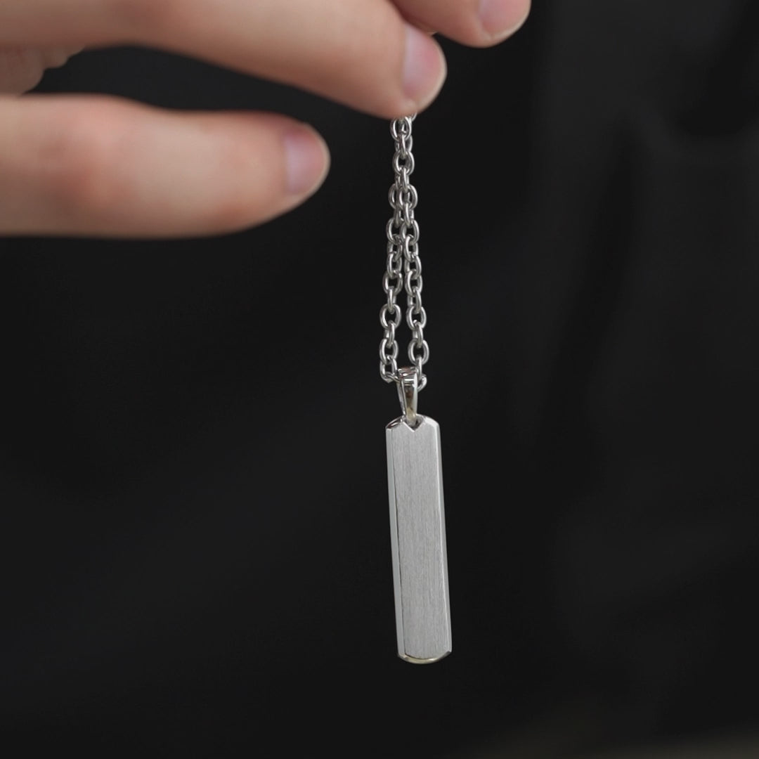 Solid Sterling Silver Bar Pendant