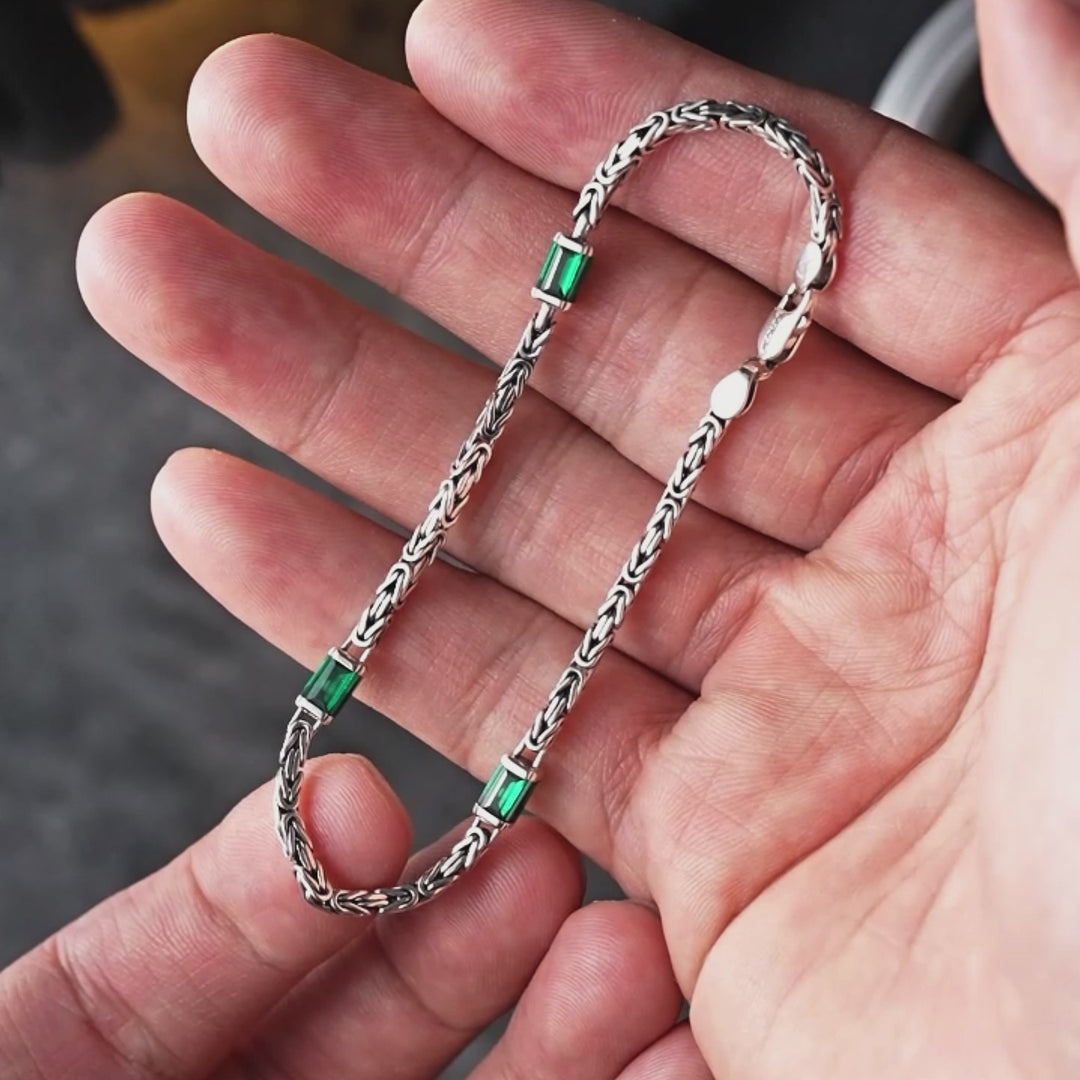 Vintage Emerald Byzantine Chain Bracelet