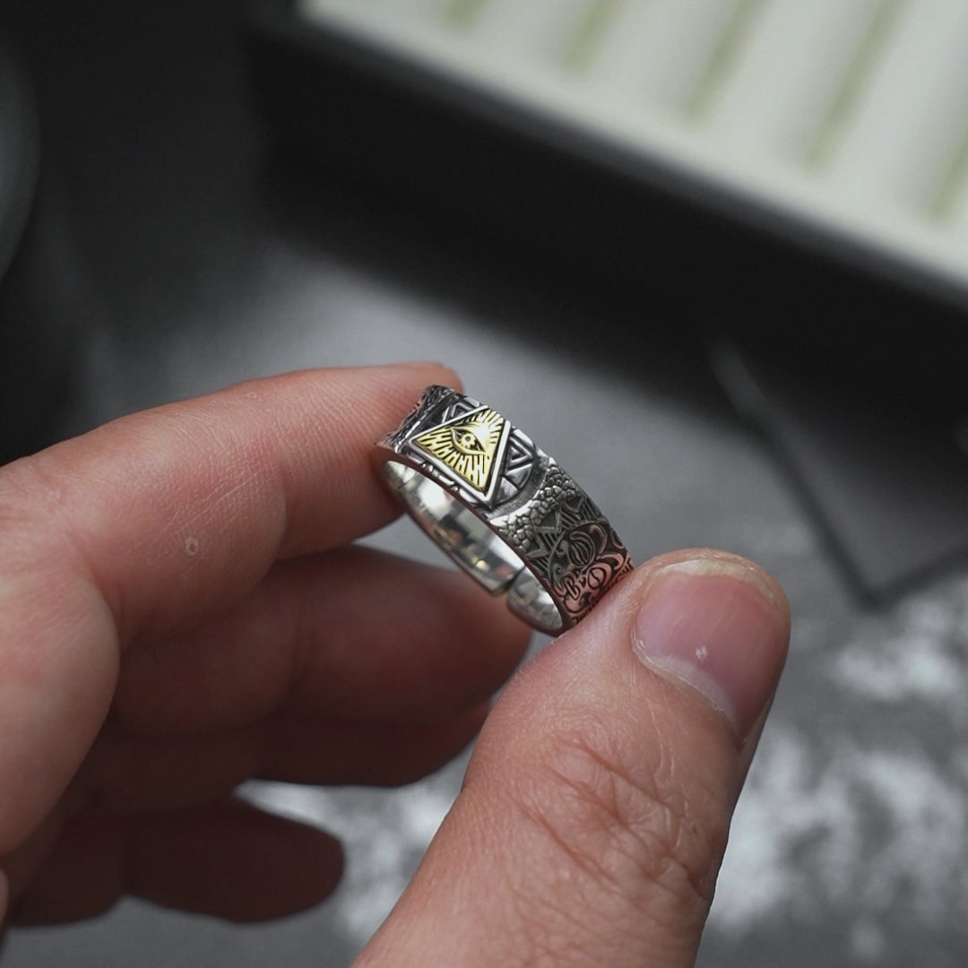Vintage All Seeing Eye Totem Ring Band