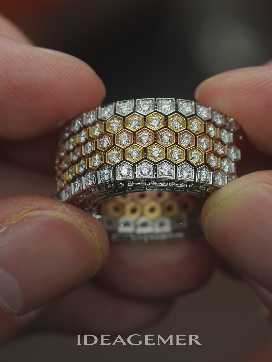 Custom 18K Gold Diamond Honeycomb Bracelet Deposit