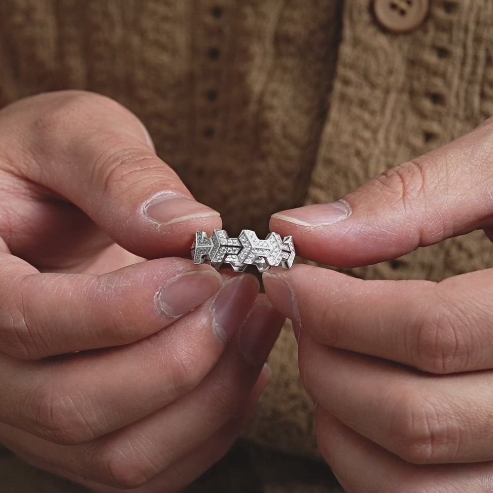 Iced Out Single Row Armor Ring