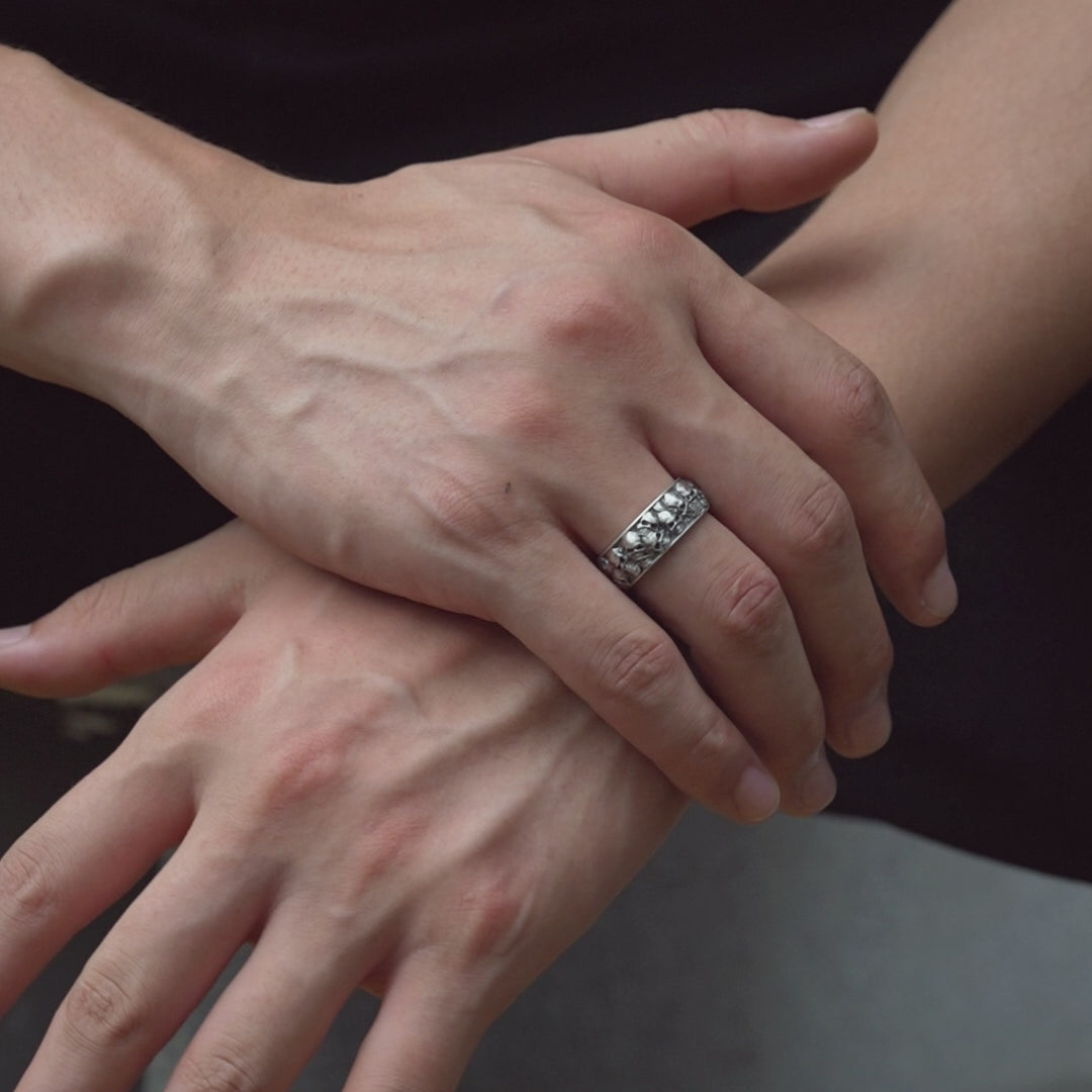 Vintage Ossuary Skulls Ring Band