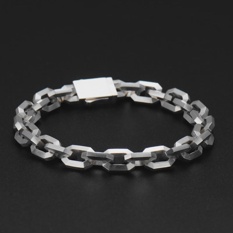 Solid Faceted Link Chain Bracelet
